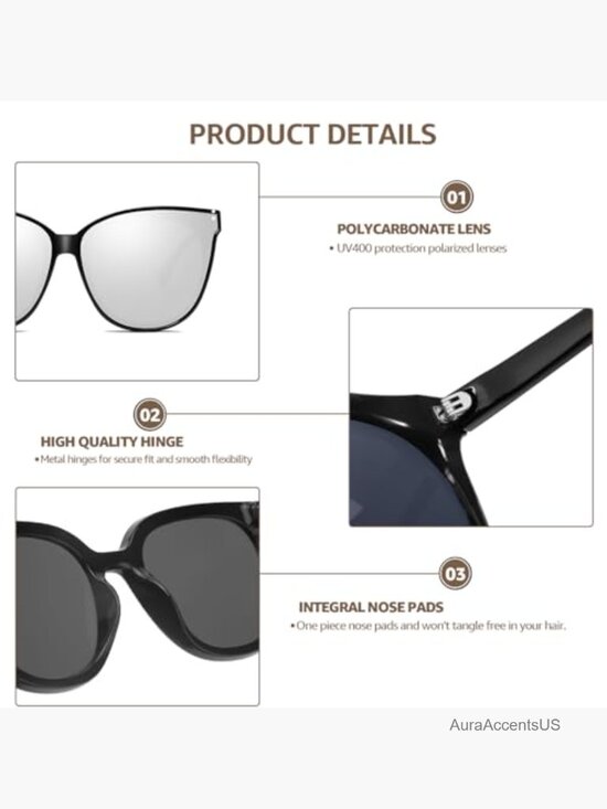 Oversized Polarized Cat Eye Sunglasses UV Protection main image 5